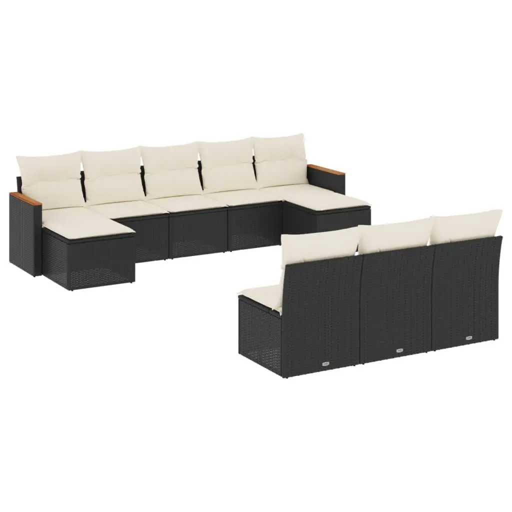 Garden Sofa Set 10 Piece Outdoor Patio Furniture Black Poly Rattan Modular