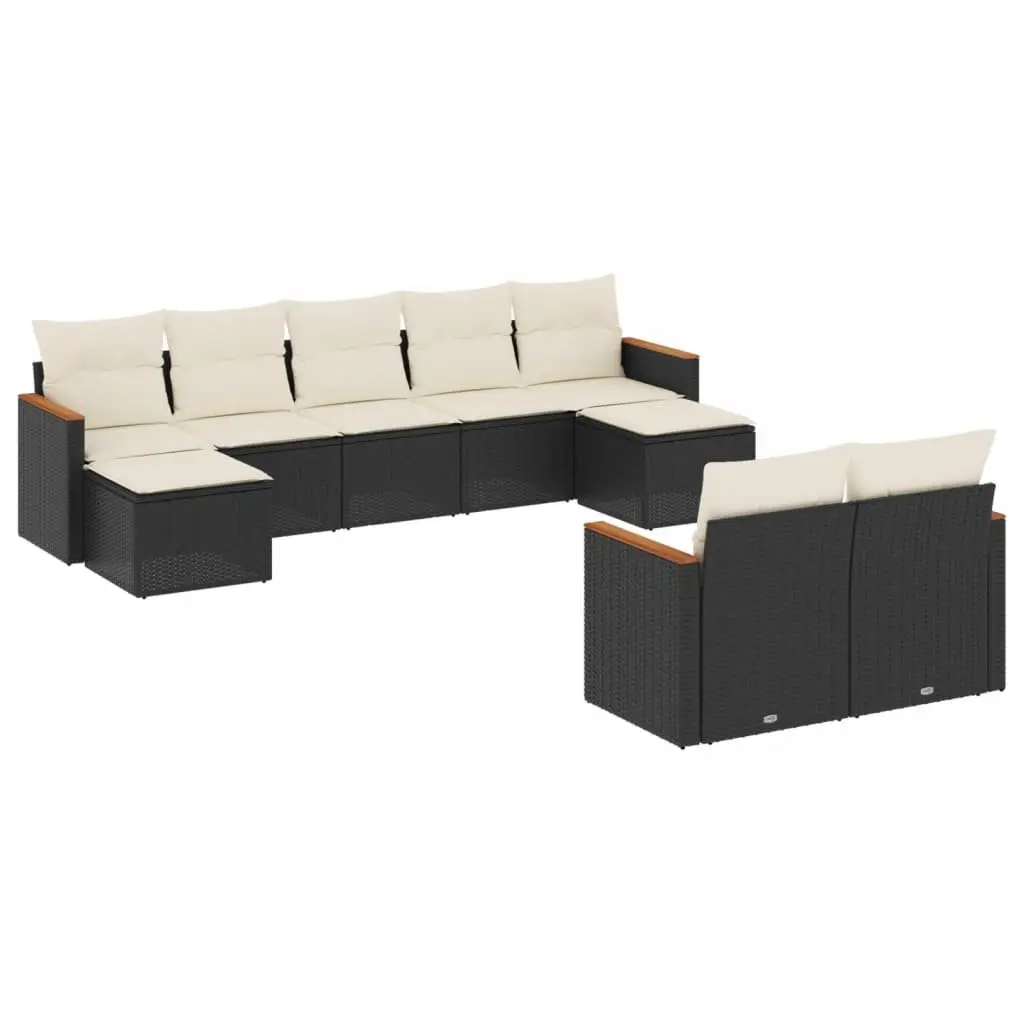 Garden Sofa Set 9 Piece Outdoor Furniture Patio Seating Black with Cushions