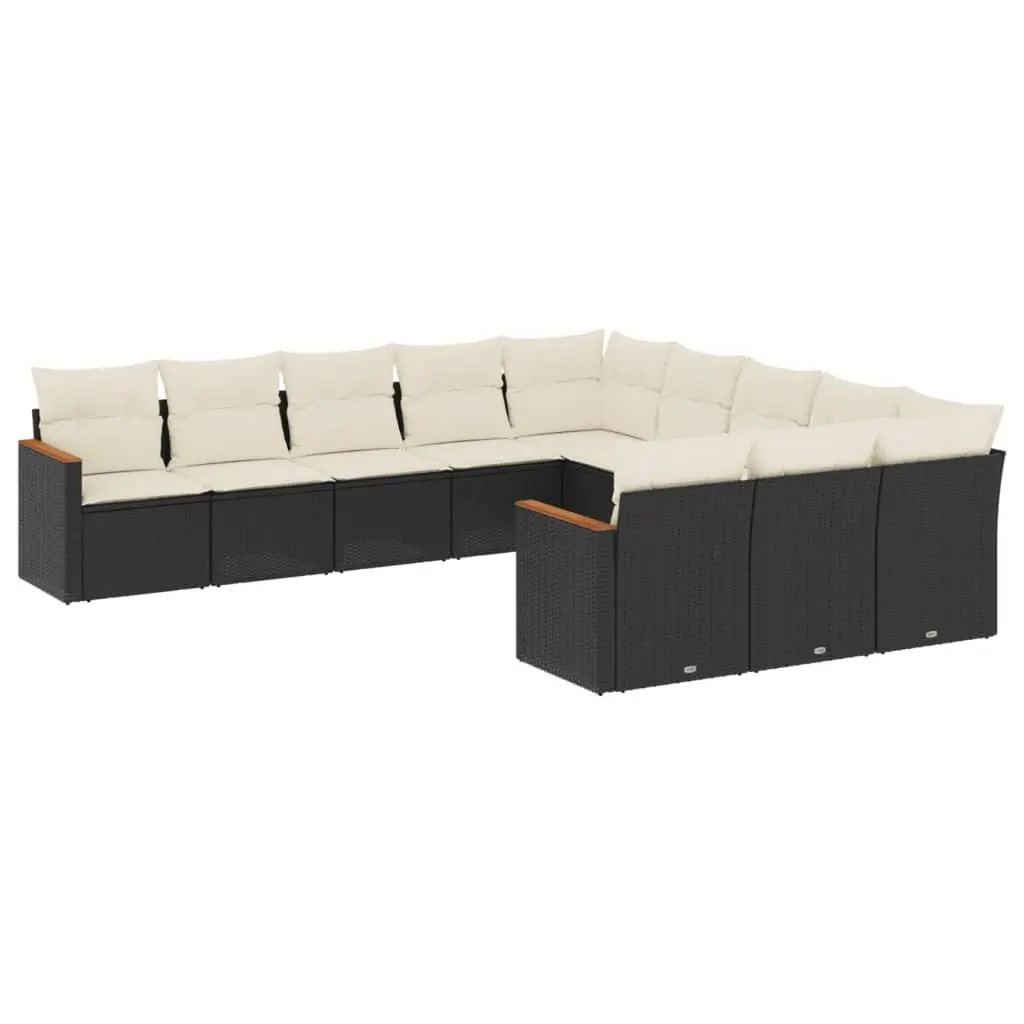 Garden Sofa Set 11 Piece Outdoor Furniture Patio Lounge Black Modular Seating