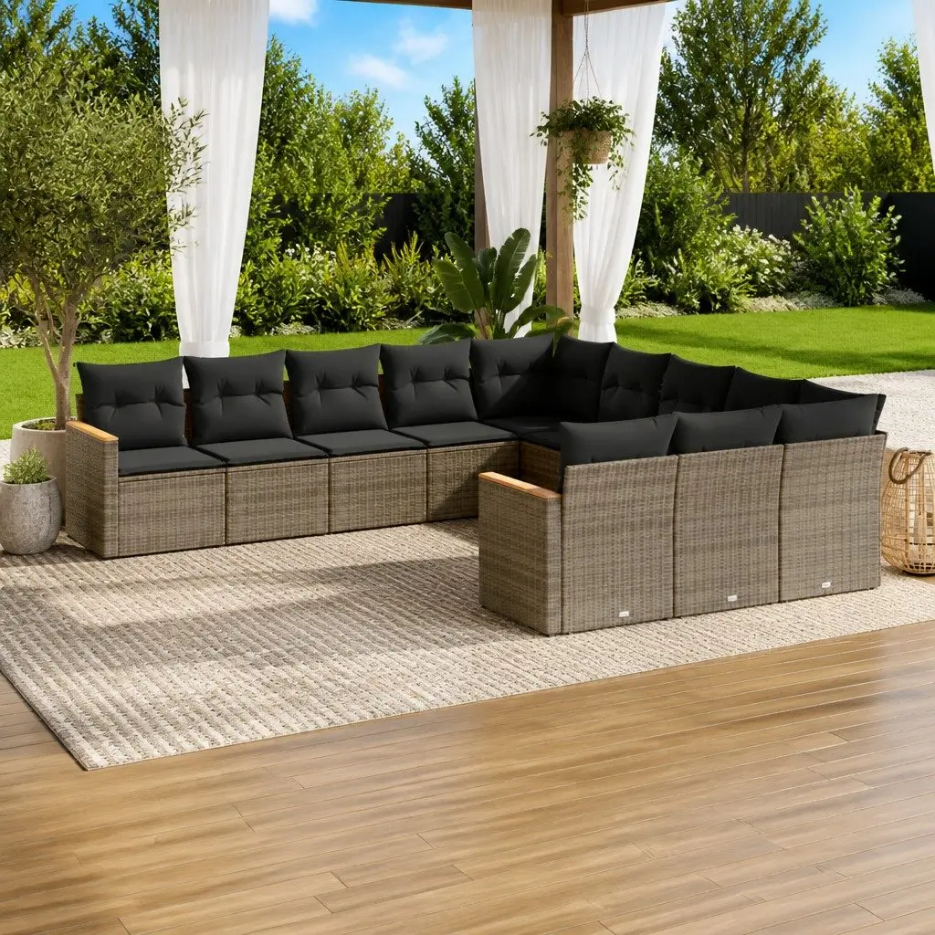 Garden Sofa Set 11 Piece Outdoor Furniture Patio Grey Modular Seating with