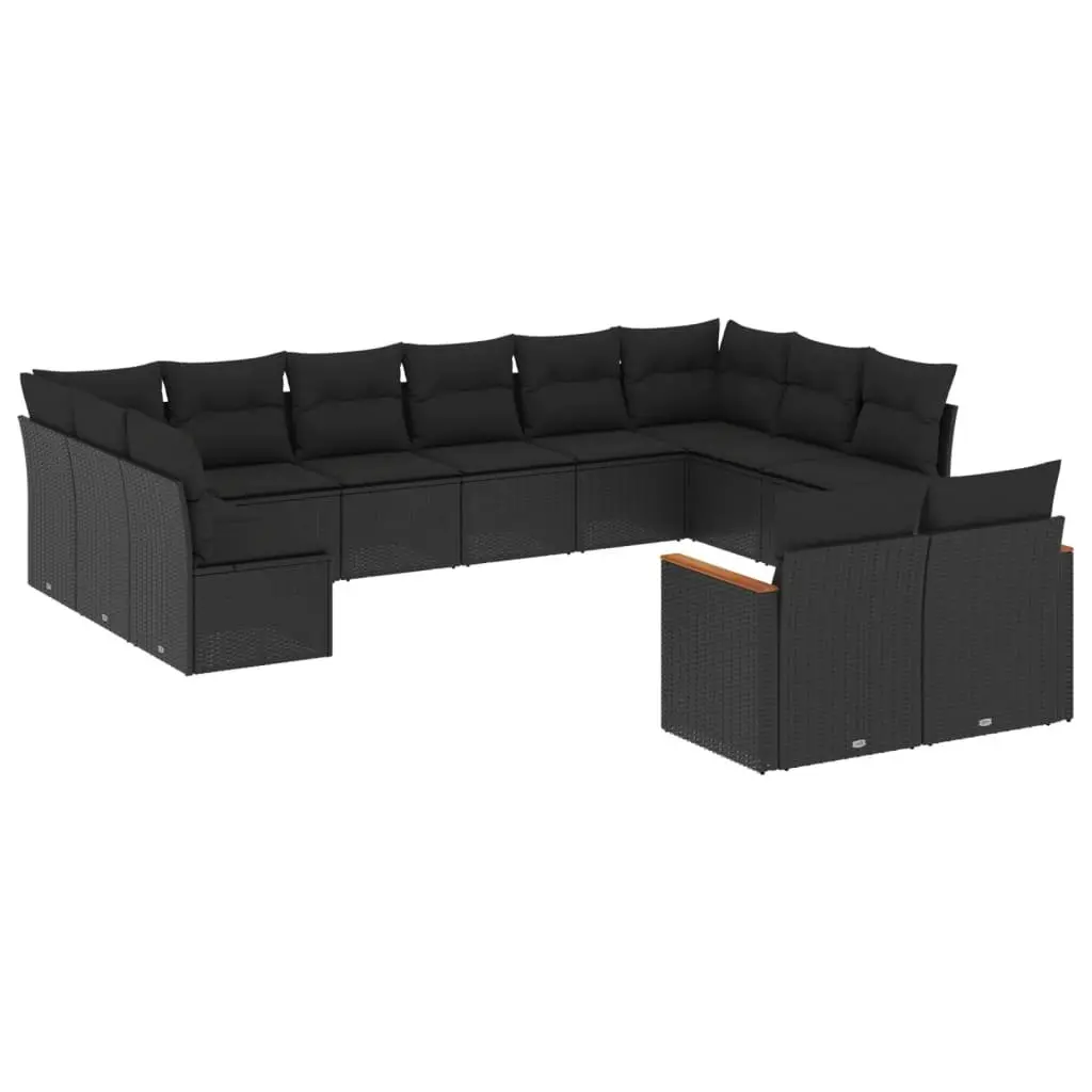 Garden Sofa Set 12 Piece Outdoor Furniture Patio Seating Black with Cushions