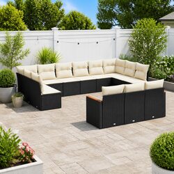 Garden Sofa Set 13 Piece Outdoor Furniture Patio Rattan Black Modular Seating