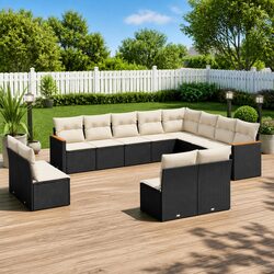 Friendly 12-Piece Outdoor Sofa Set in Black