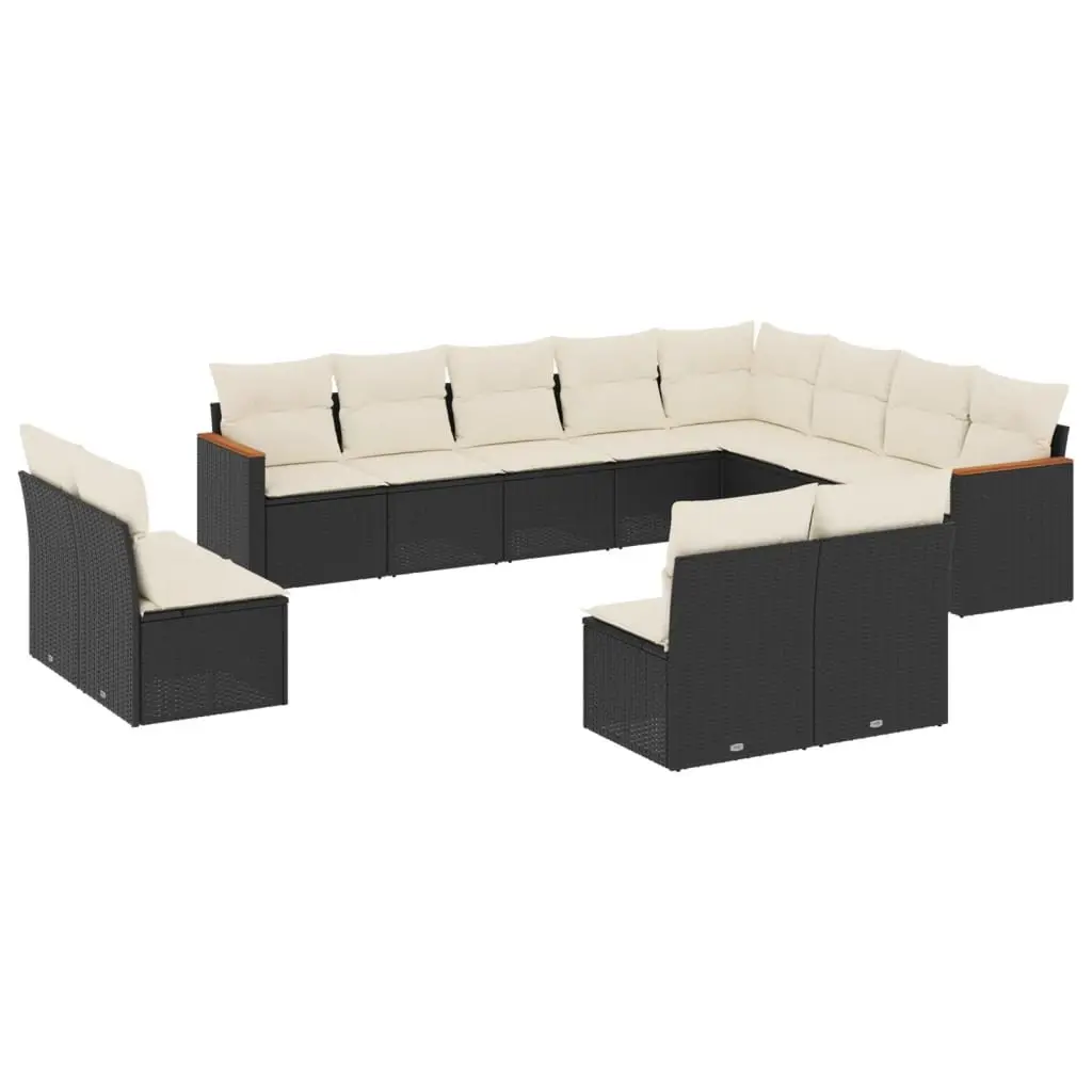 Garden Sofa Set 12 Piece Outdoor Furniture Patio Lounge Black Modular Seating