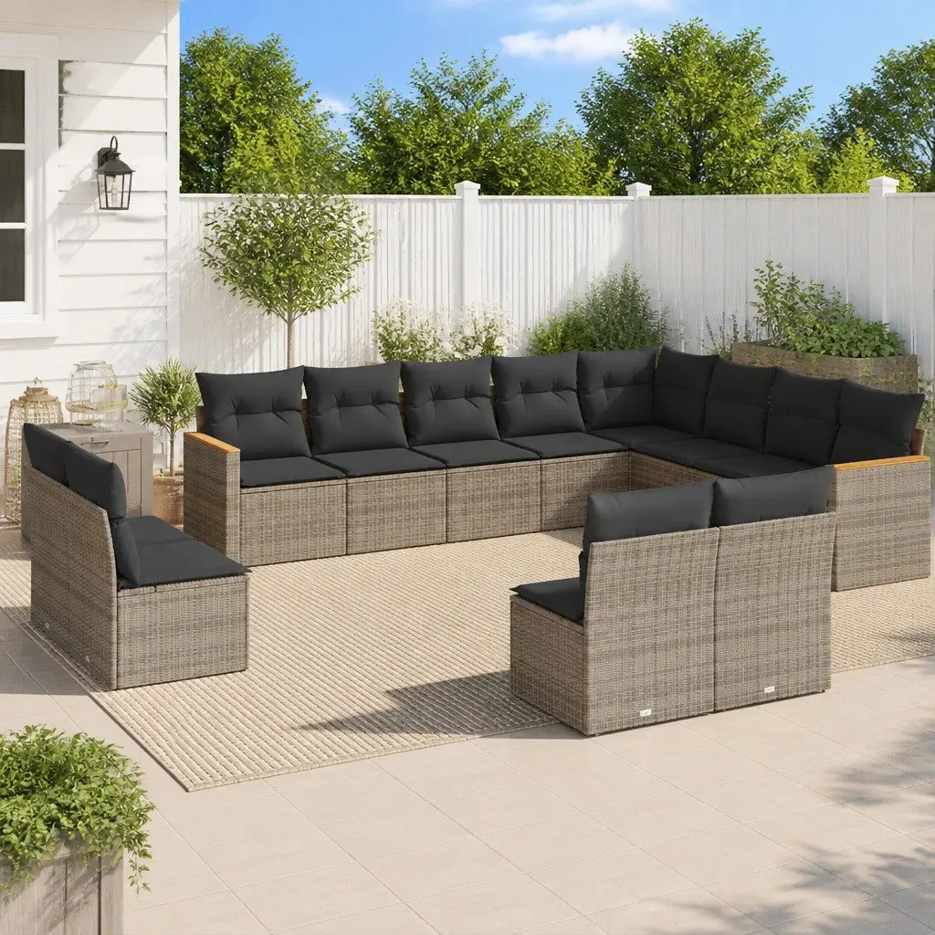 Modular Outdoor Sofa Set 12 Piece Grey Patio Furniture