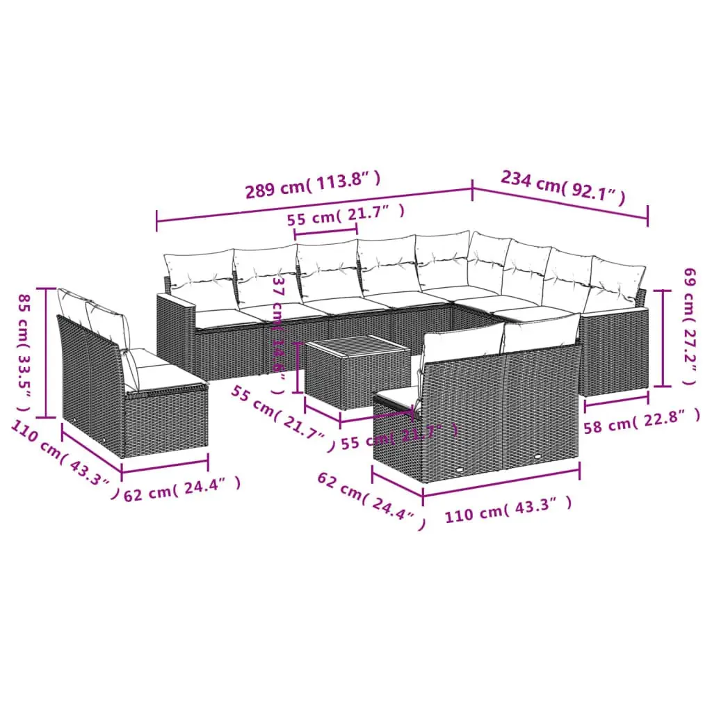 13 Piece Outdoor Sofa Set