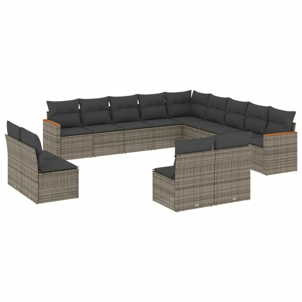 Garden Sofa Set 13 Piece Outdoor Furniture Patio Seating Grey with Cushions