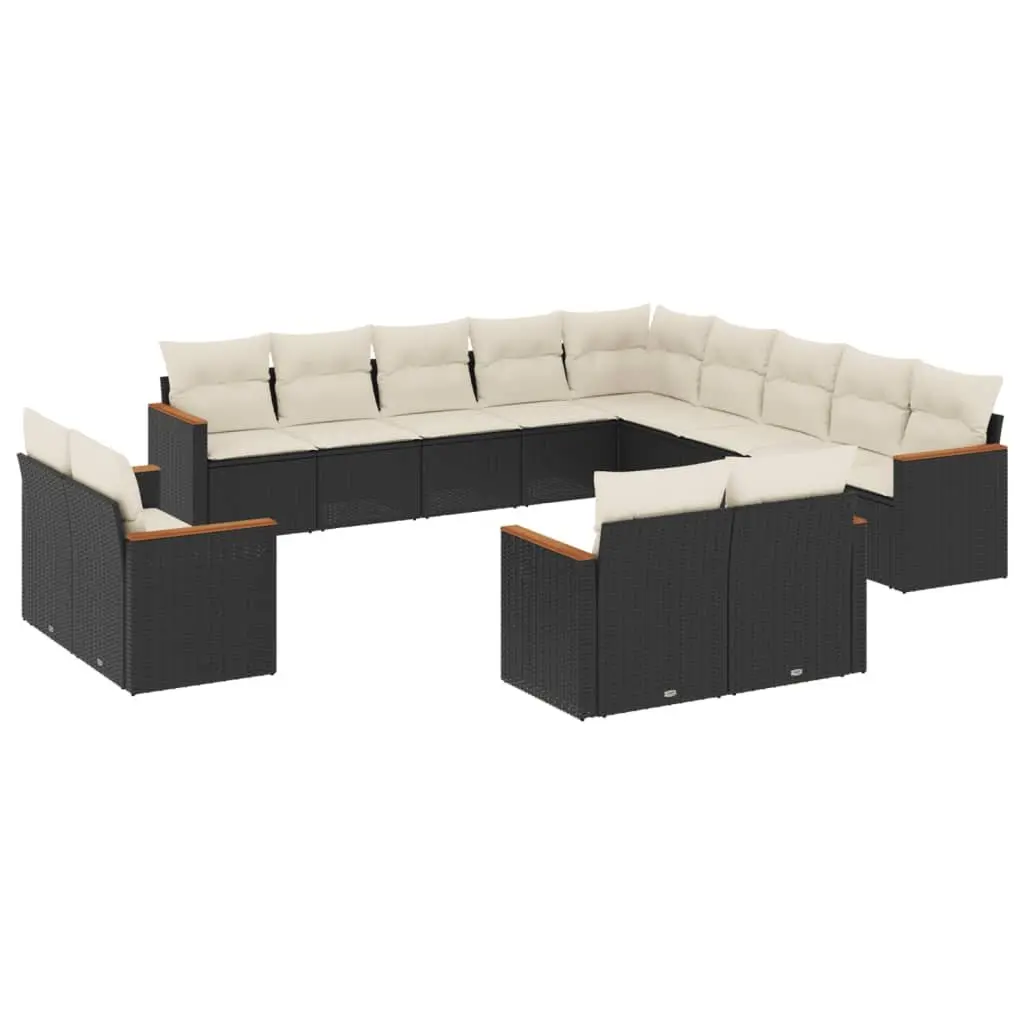 Garden Sofa Set 13 Piece Outdoor Furniture Patio Black Modular with Cushions
