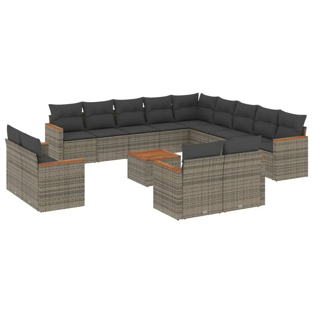 Garden Sofa Set 14 Piece Outdoor Furniture Grey Poly Rattan Patio Lounge