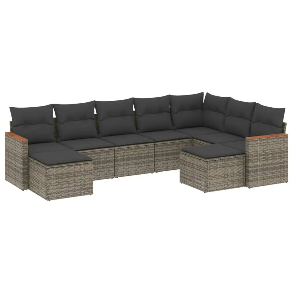 Garden Sofa Set 9 Piece Outdoor Furniture Patio Seating Grey with Cushions