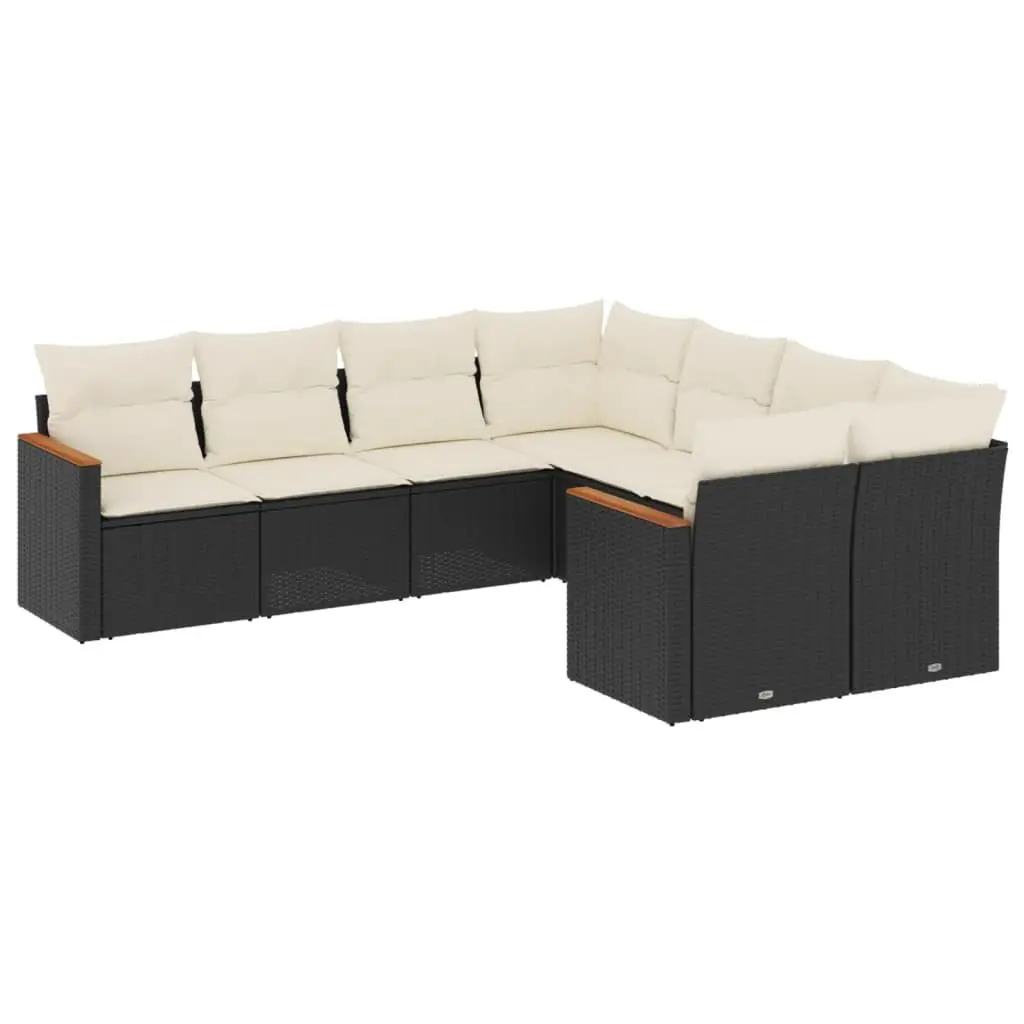 Modular 8 Piece Black Rattan Outdoor Patio Furniture Sofa Set