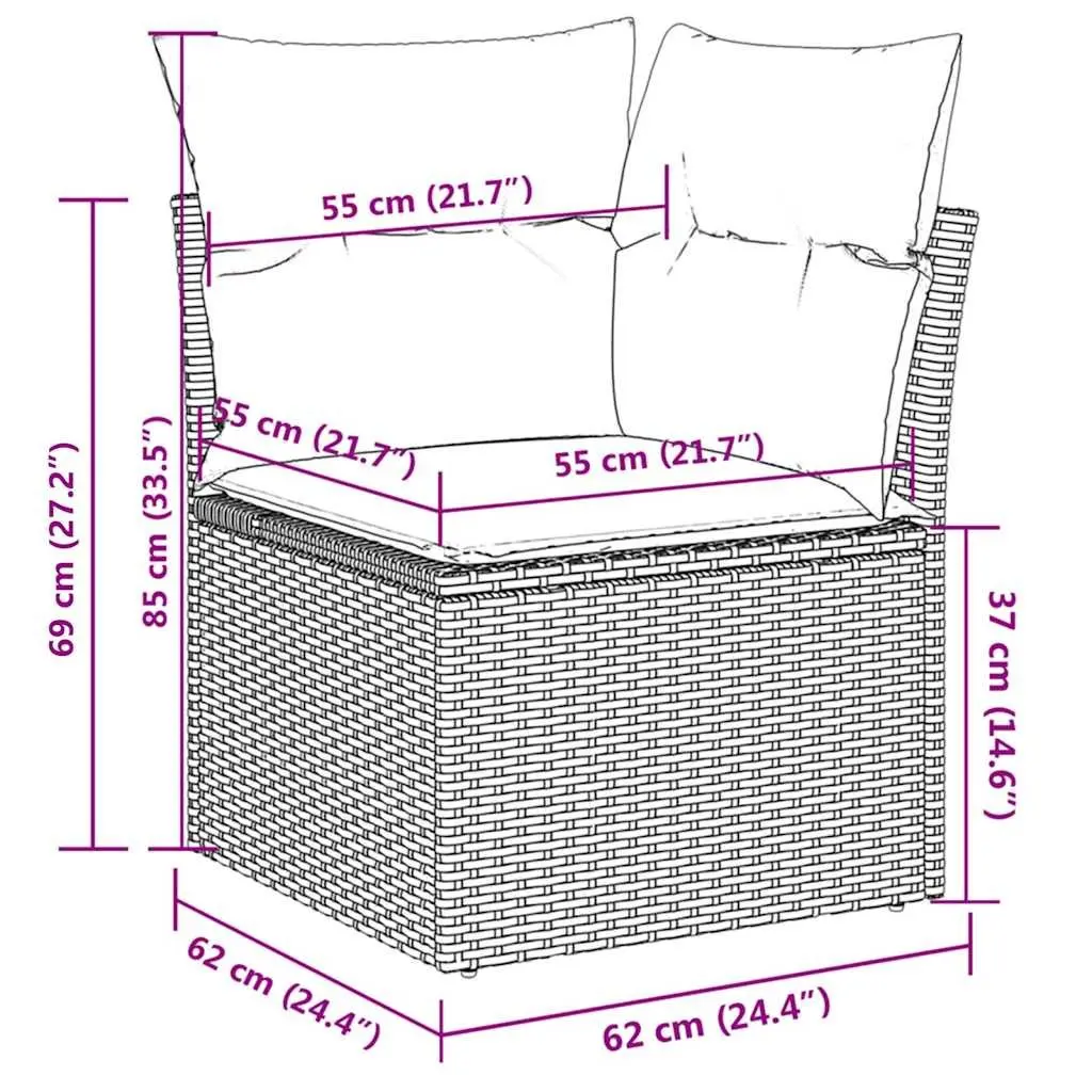 Garden Sofa Set 11 Piece Outdoor Patio Furniture Modular Rattan Black Cushions