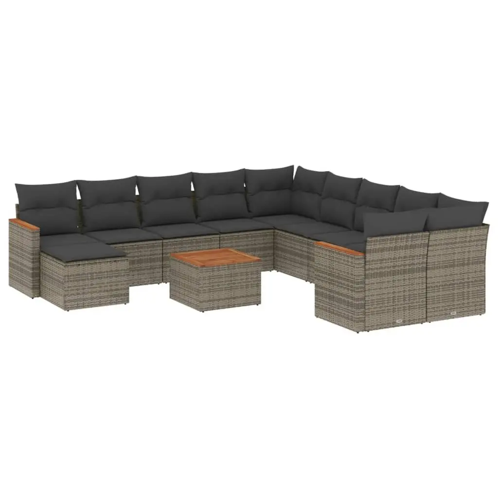 Garden Sofa Set 12 Piece Outdoor Furniture Patio Sectional Grey Poly Rattan