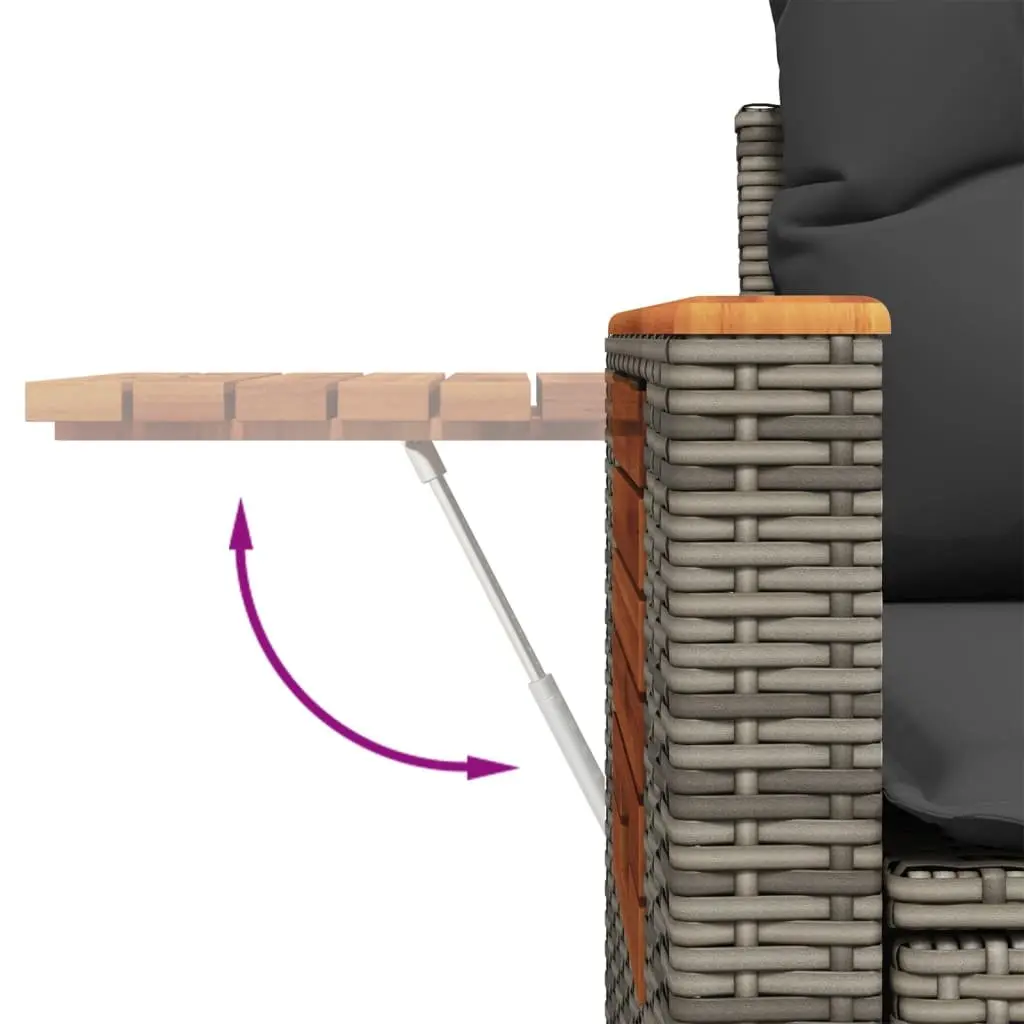 3 Piece Garden Sofa Set Grey Poly Rattan Outdoor Furniture with Cushions Side