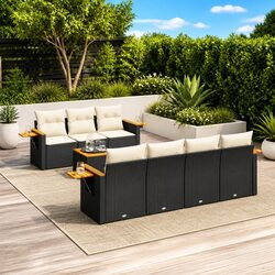 8 Piece Garden Sofa Set with Cushions Black Outdoor Furniture Patio Sectional