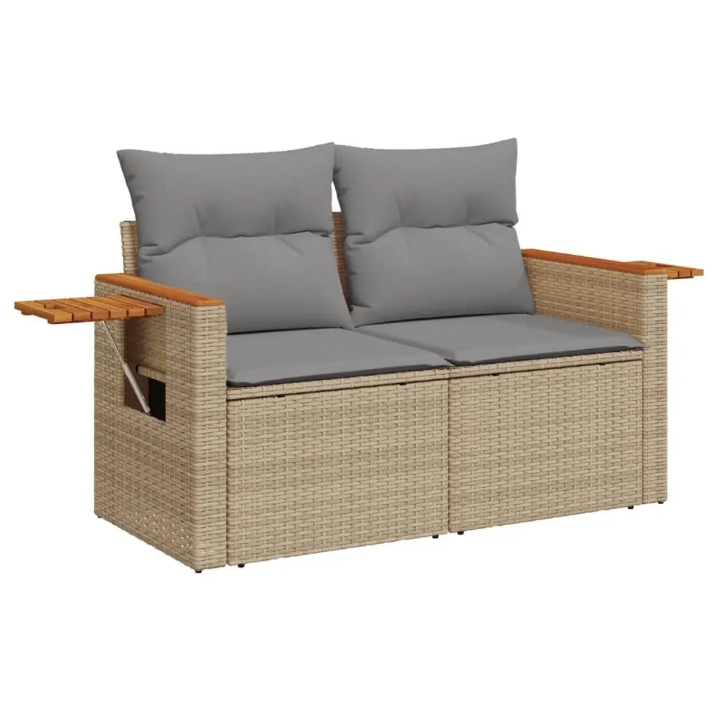 Garden Sofa Set 8 Piece Outdoor Furniture Beige Poly Rattan Patio Sectional