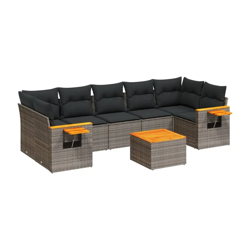 Outdoor Garden Sofa Set 8 Piece Grey Poly Rattan Patio Furniture Modular Lounge