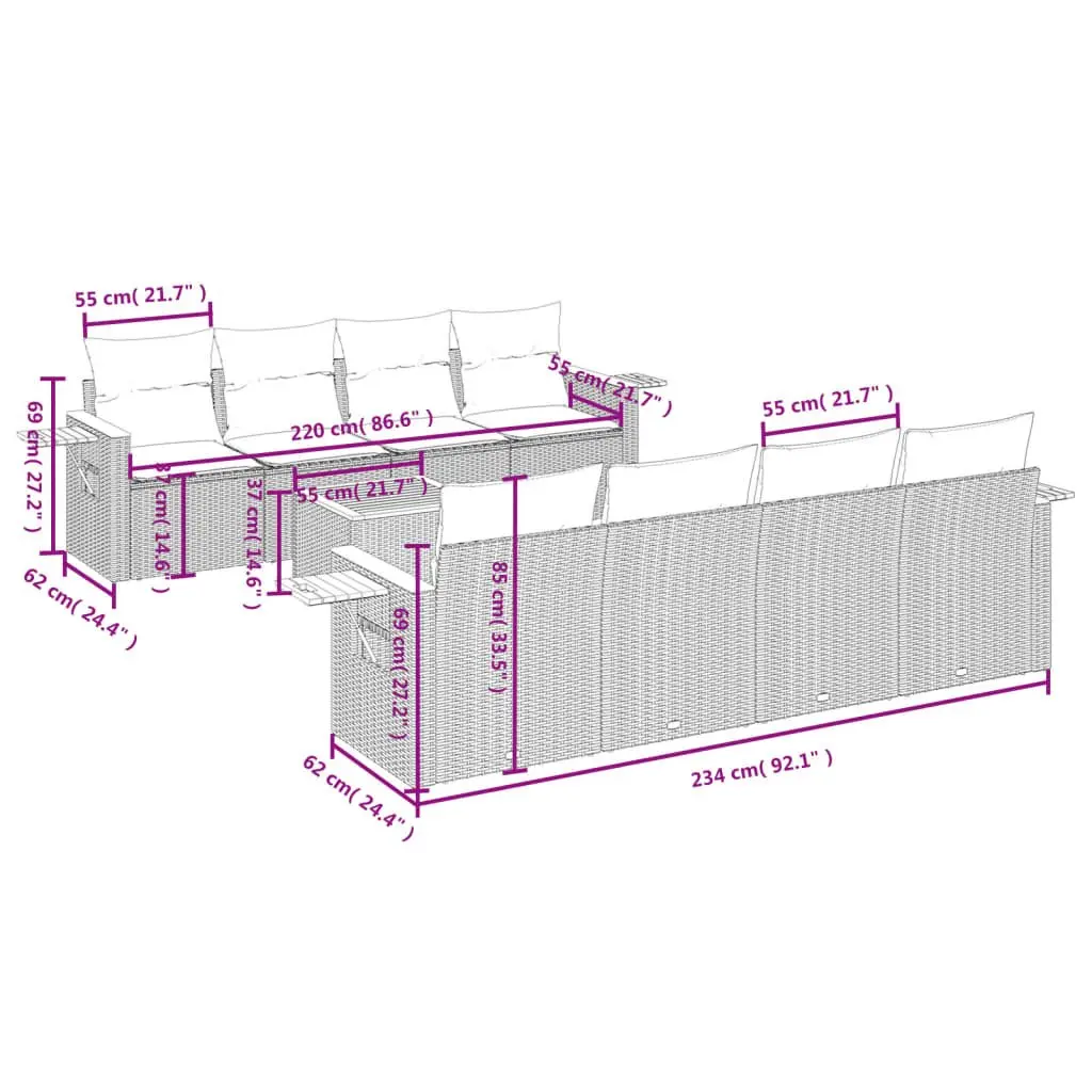 9-Piece Garden Sofa Set