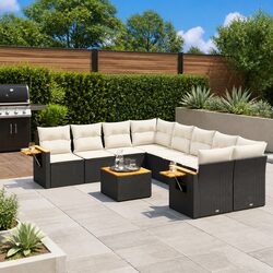 Friendly 9-Piece Modular Garden Sofa Set in Black