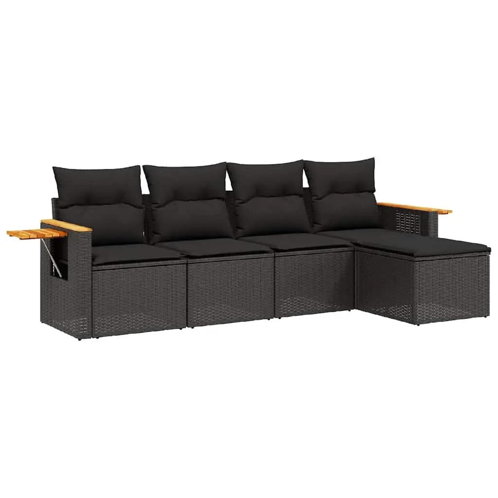 5 Piece Garden Sofa Set Modular Black Outdoor Patio Furniture