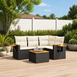 Comfortable 5 Piece Black Garden Sofa Set for You