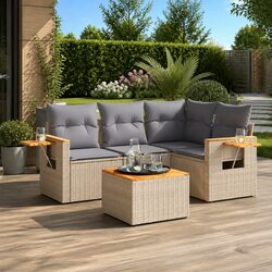 Friendly 5-Piece Beige Garden Sofa Set for You