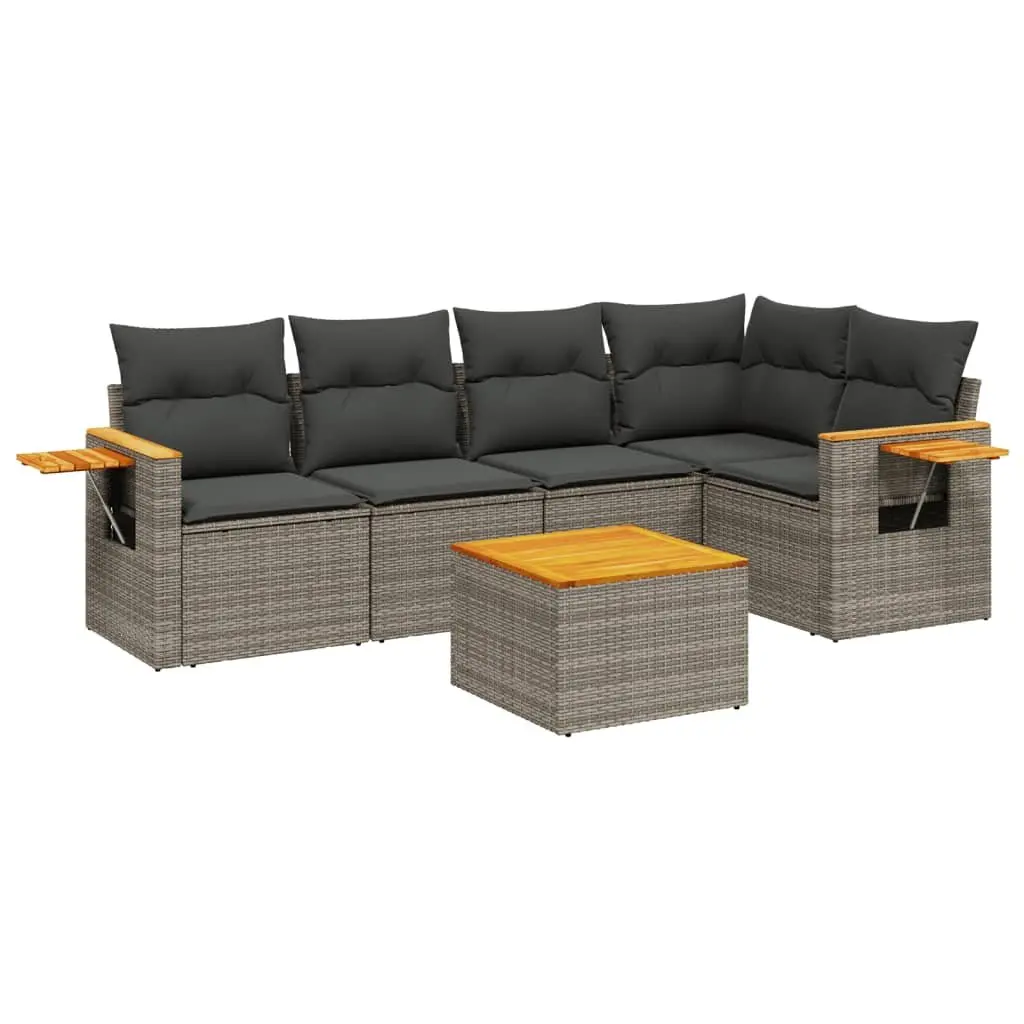 Garden Sofa Set 6 Piece Outdoor Furniture Patio Grey Poly Rattan Modular
