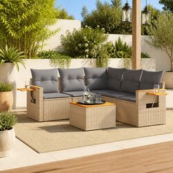 Inviting 6-Piece Garden Sofa Set with Cushion Covers