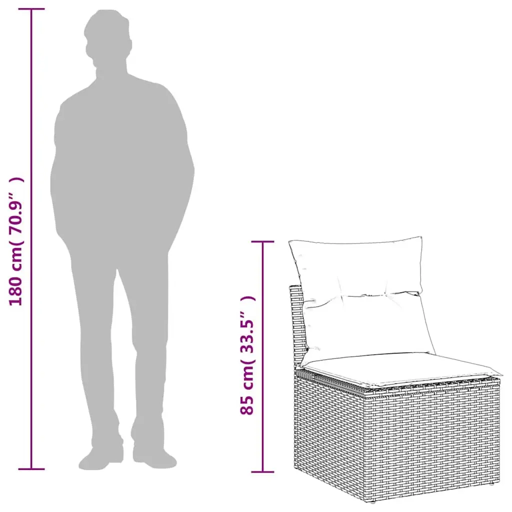 6 Piece Garden Sofa Set Outdoor Patio Furniture Black Poly Rattan Modular