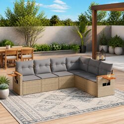 Cozy and Functional 6 Piece Patio Sofa Set in Beige