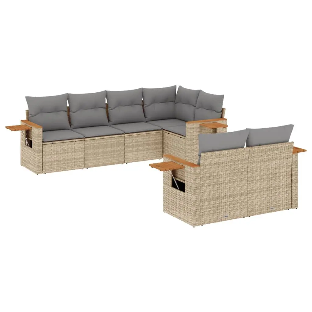 Outdoor Garden Sofa Set 7 Piece Poly Rattan Modular Patio Furniture with