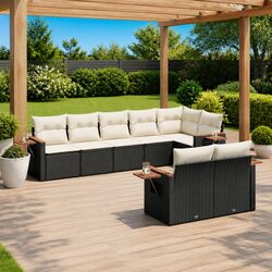 Friendly 8-Piece Black Modular Sofa Set for Your Patio