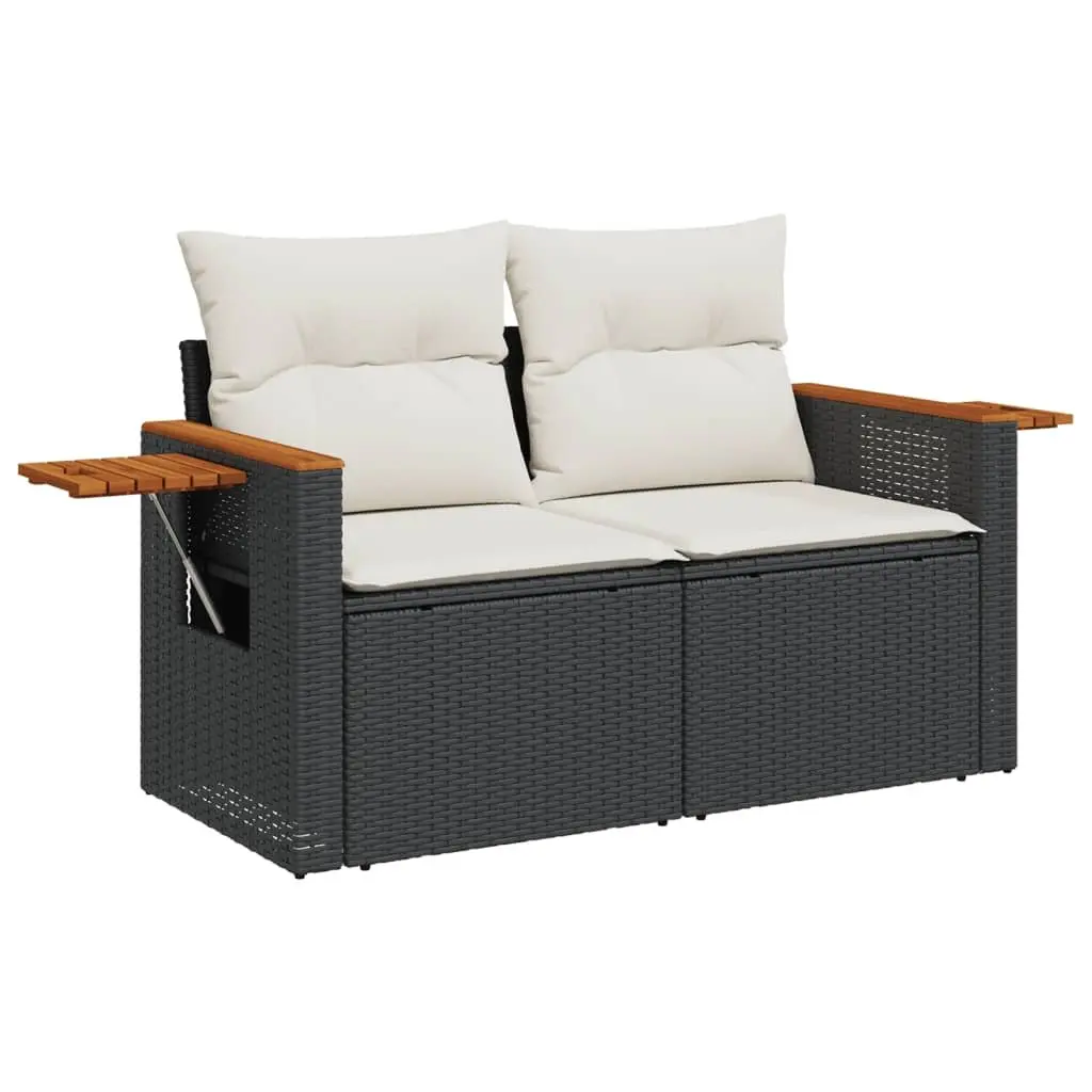 Garden Sofa Set 8 Piece Outdoor Furniture Patio Black Poly Rattan Modular