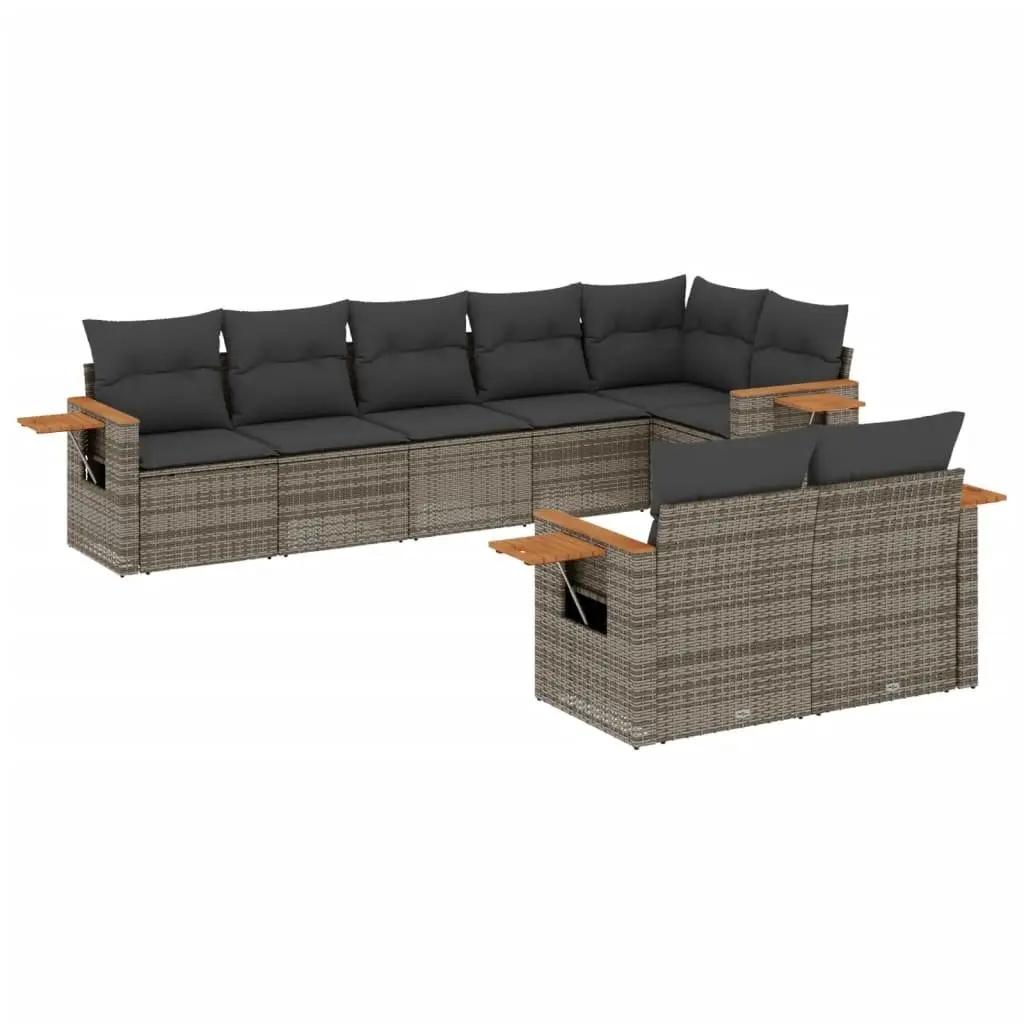 Garden Sofa Set 8 Piece Outdoor Furniture Grey Poly Rattan Modular Patio