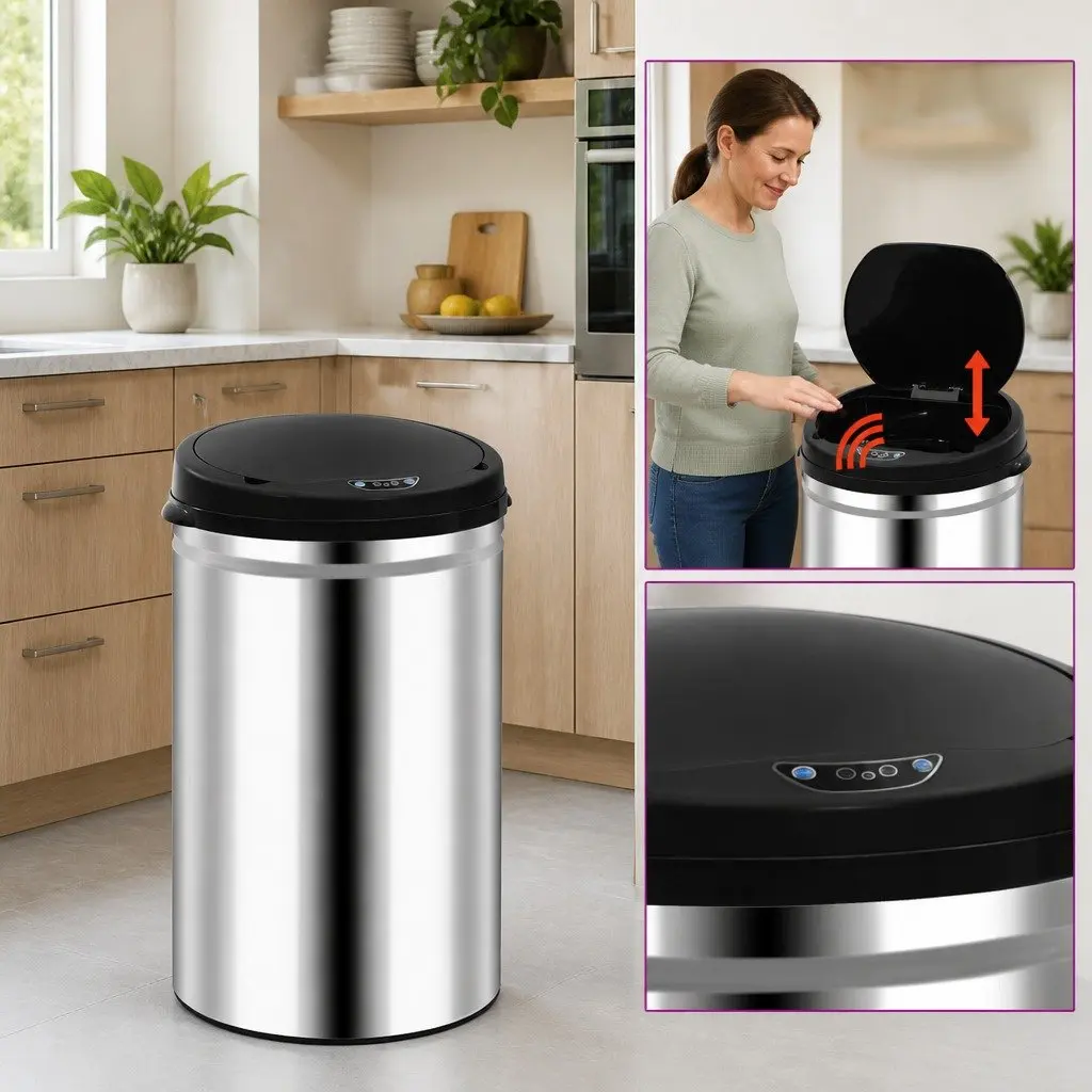 Automatic Sensor Dustbin 30L Silver Stainless Steel