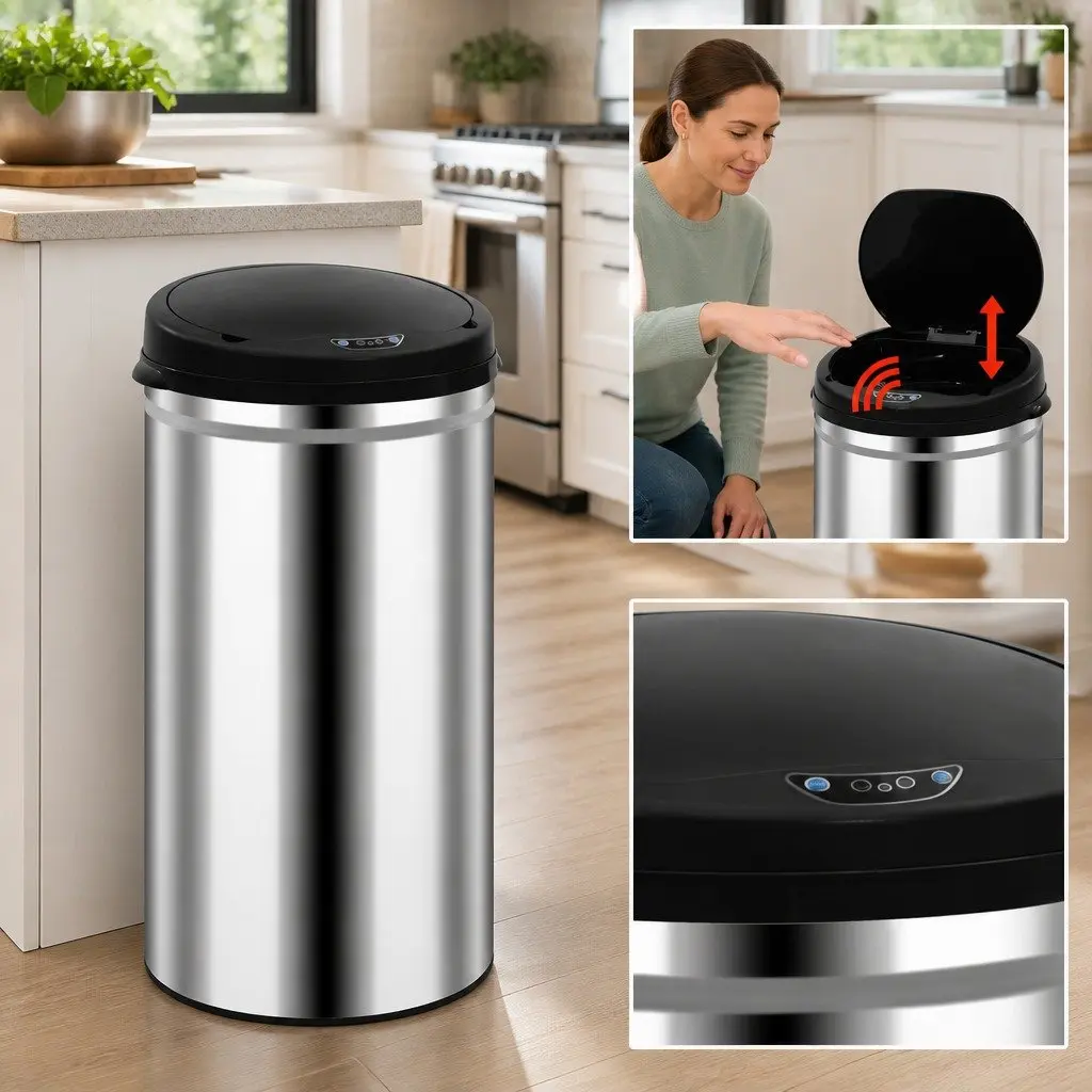 Automatic Sensor Dustbin Touch-Free 40L Silver