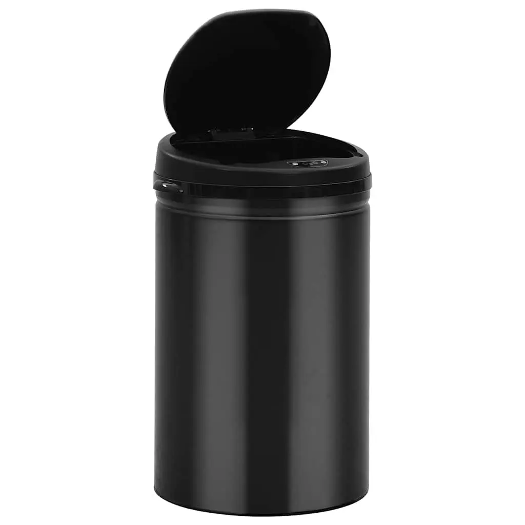 Automatic Sensor Dustbin 30L Waste Bin Black Carbon Steel Touch Free Trash Can