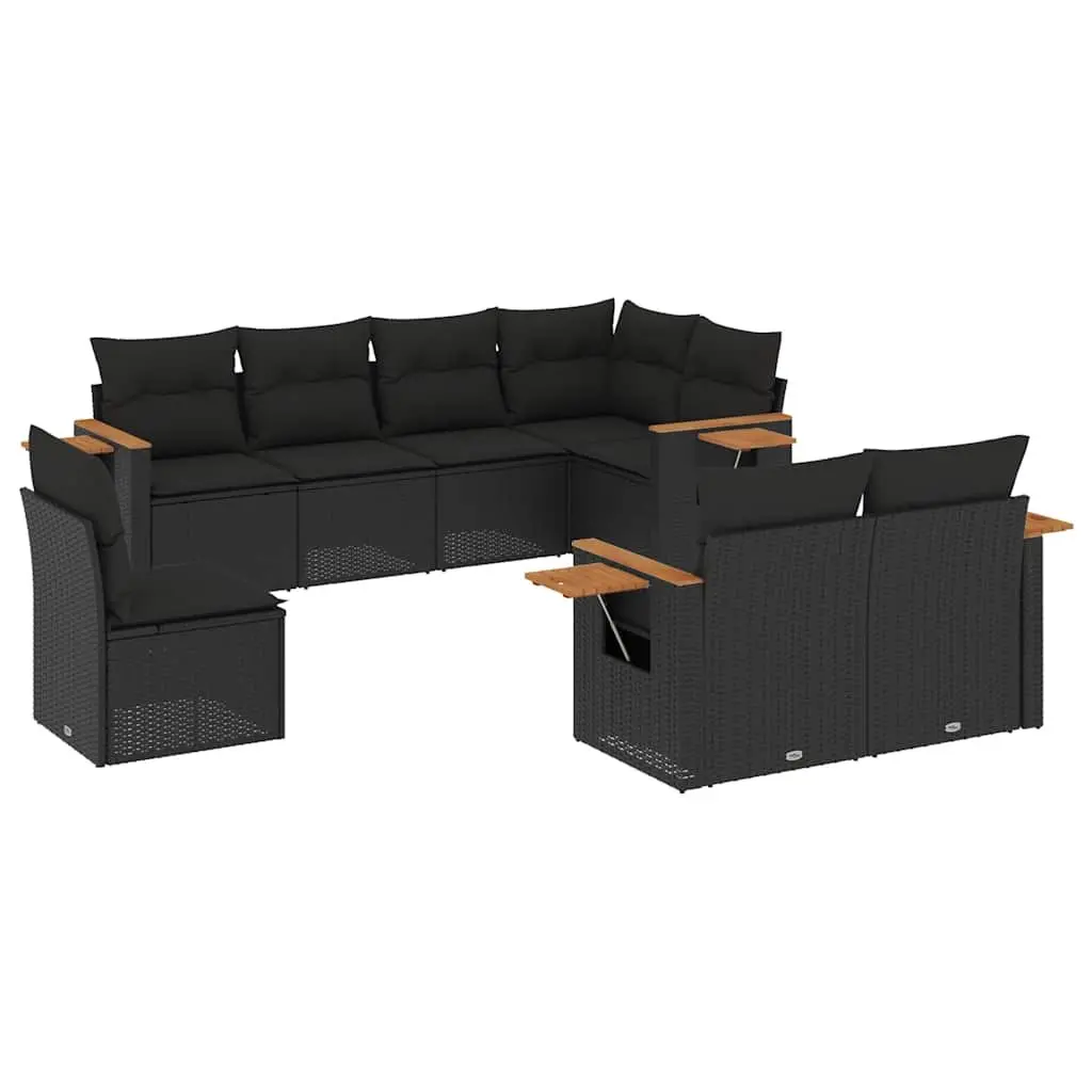 Garden Sofa Set 8 Piece Outdoor Furniture Patio Seating Black Poly Rattan