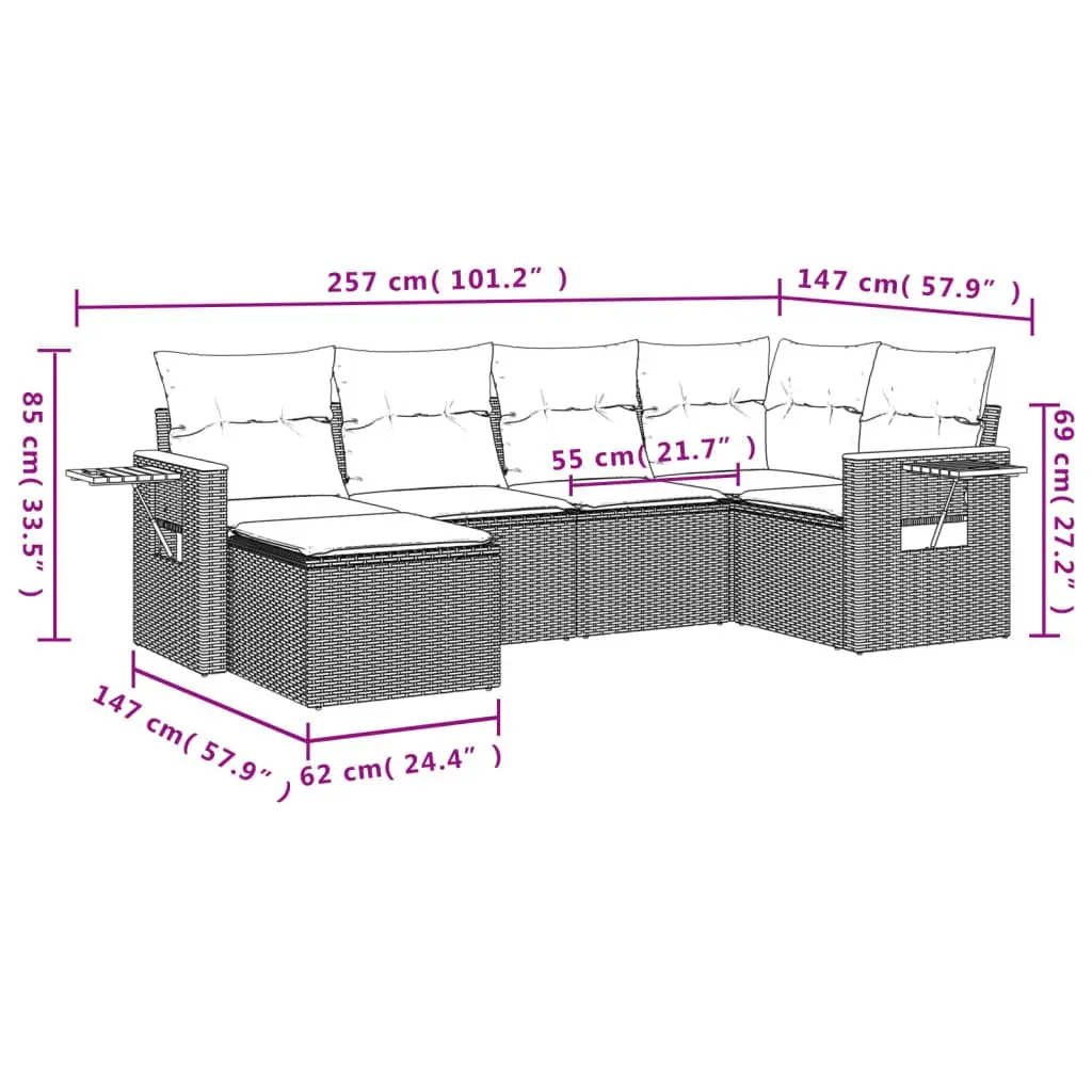 6 Piece Outdoor Sofa Set