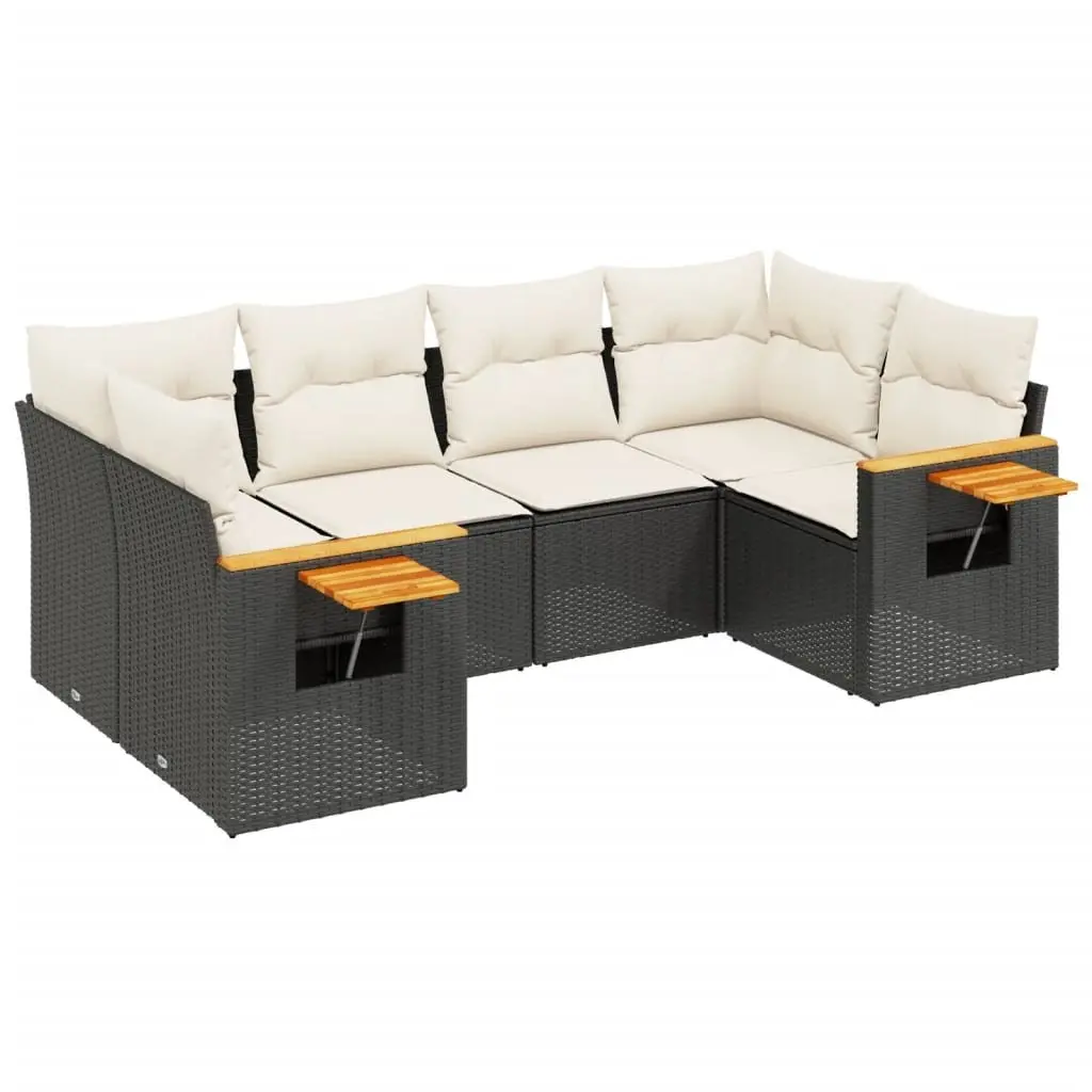 Garden Sofa Set 6 Piece Outdoor Furniture Patio Sectional with Cushions Black