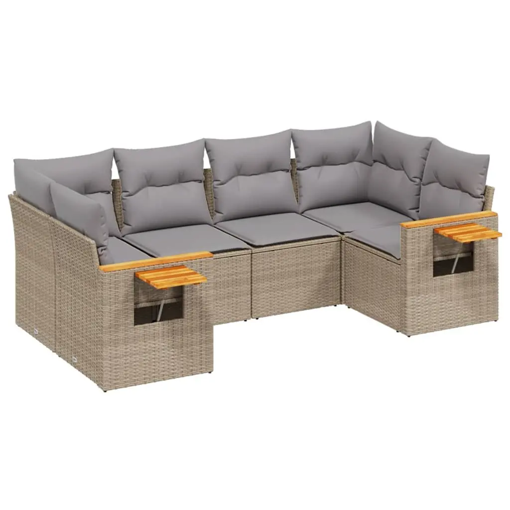 Outdoor Furniture Modular Garden Sofa Set 6 Piece Beige with Cushions