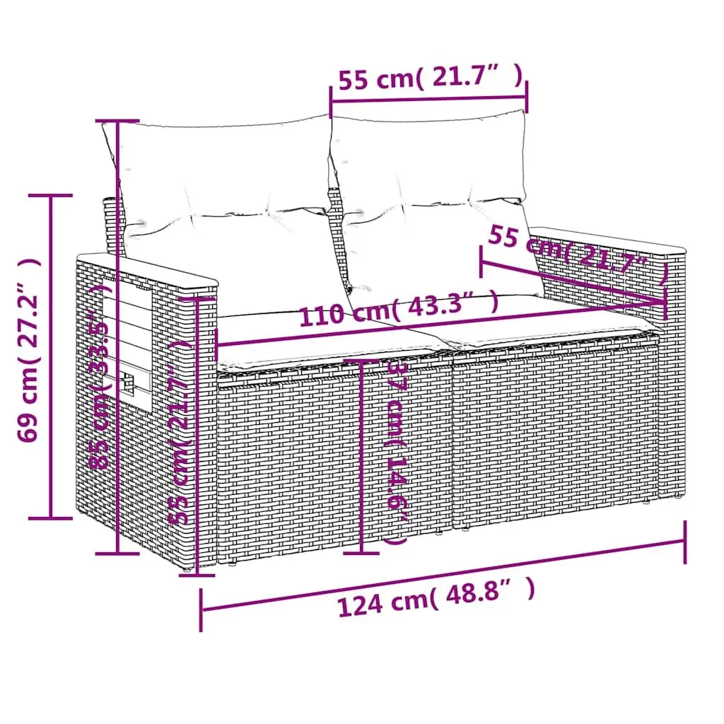 Garden Sofa Set 10 Piece Outdoor Furniture Grey Poly Rattan Modular Patio