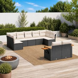 9 Piece Garden Sofa Set Outdoor Furniture Patio Sectional with Cushions Black