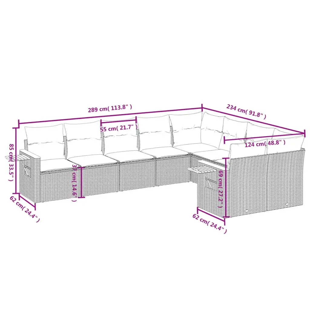 9 Piece Modular Garden Sofa Set