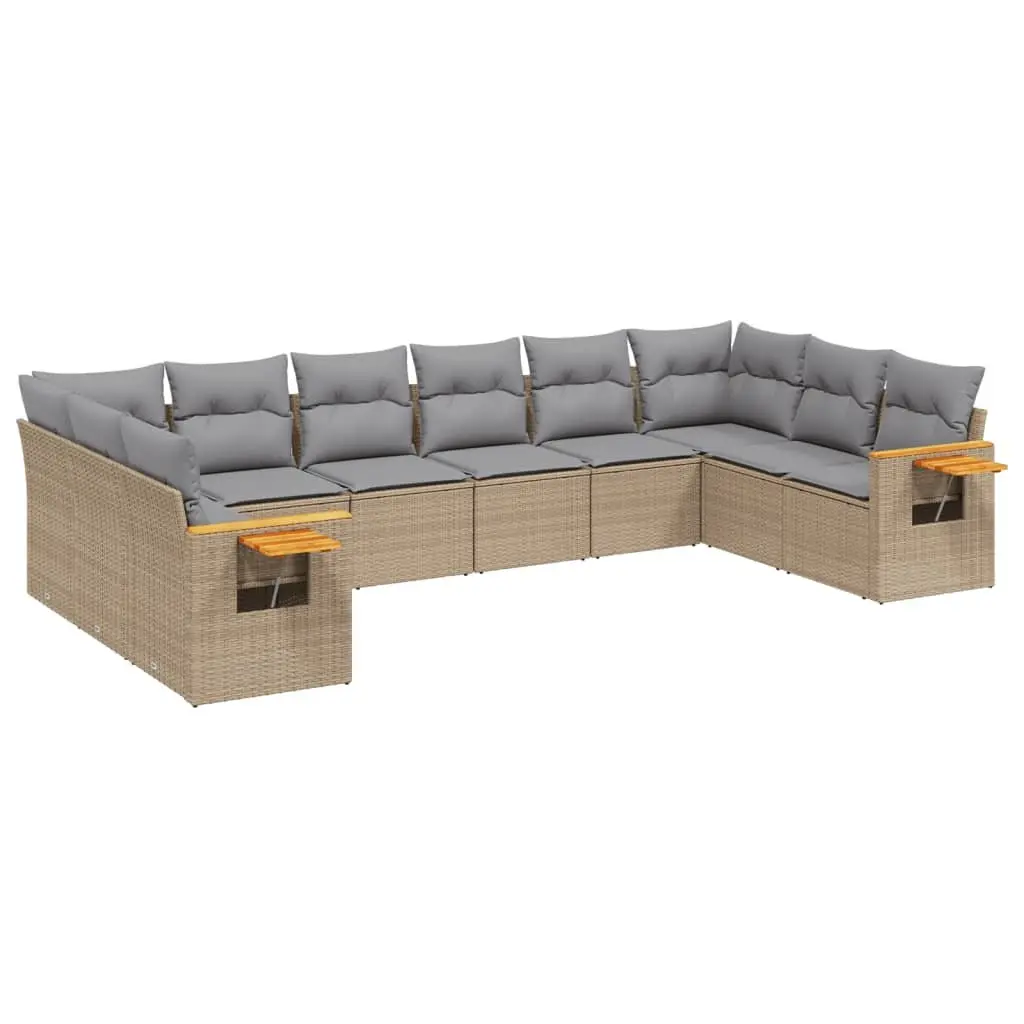 10 Piece Modular Garden Sofa Set Outdoor Furniture Beige Rattan