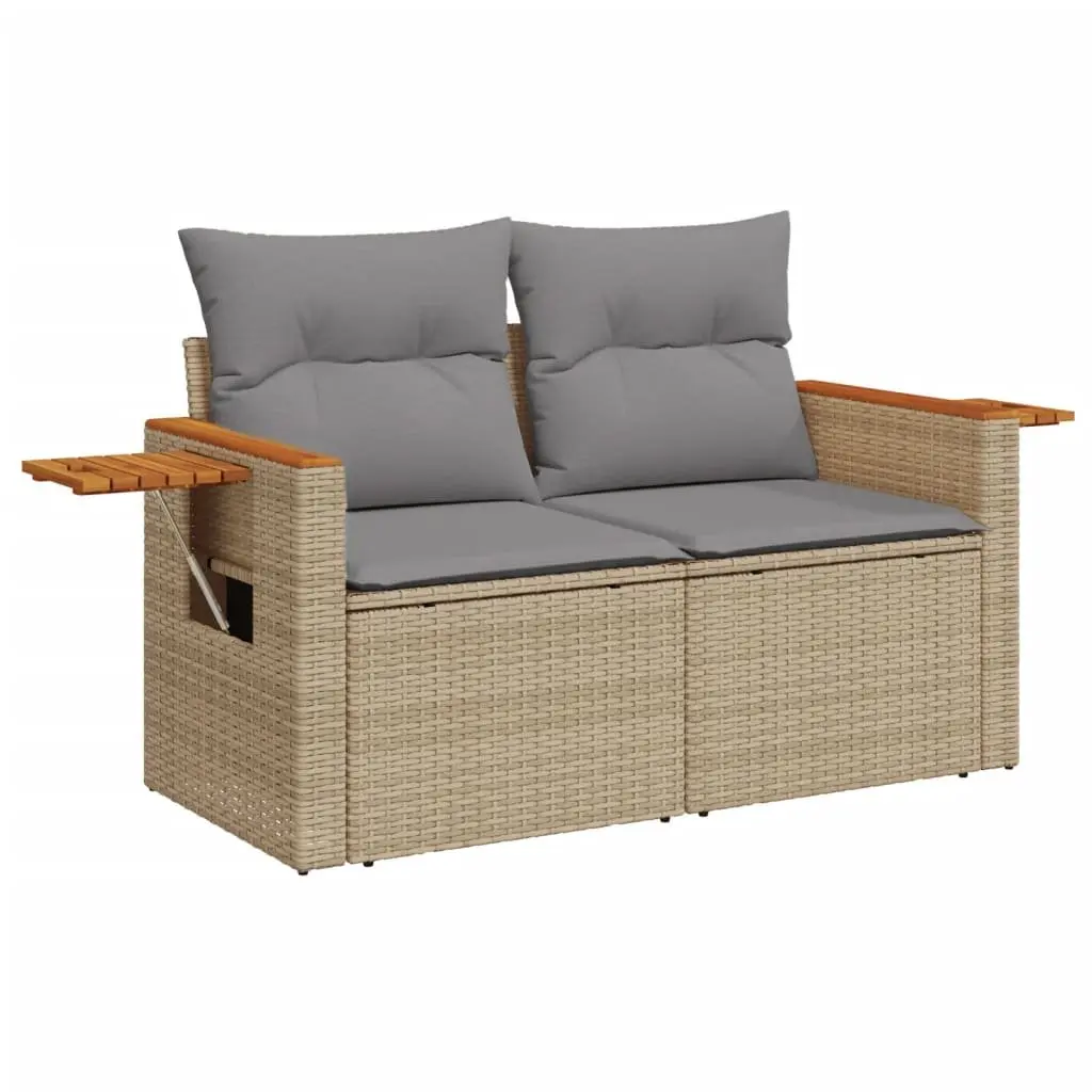 10 Piece Garden Sofa Set Outdoor Patio Furniture with Cushions Beige Poly