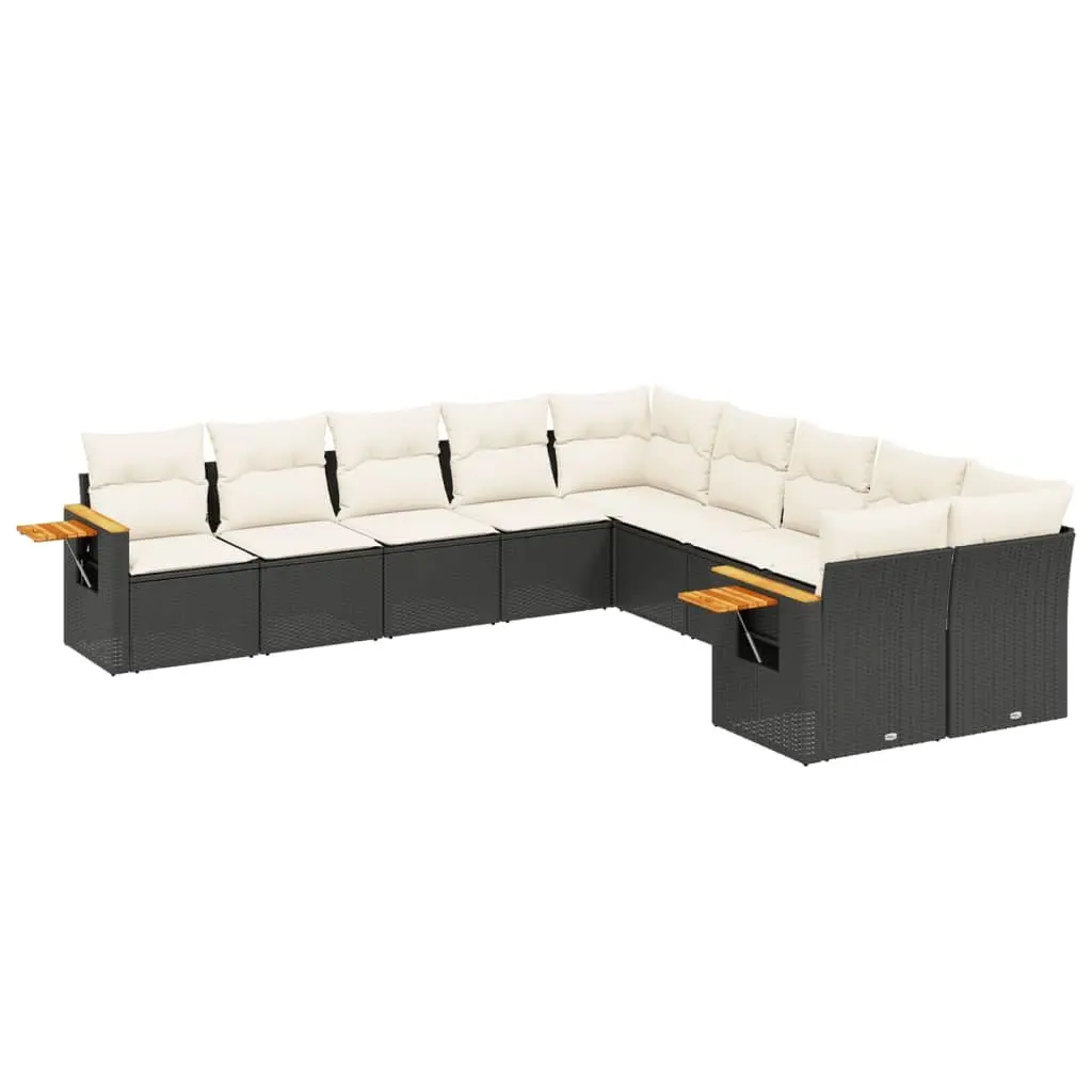 Black 10-Piece Modular Garden Sofa Set