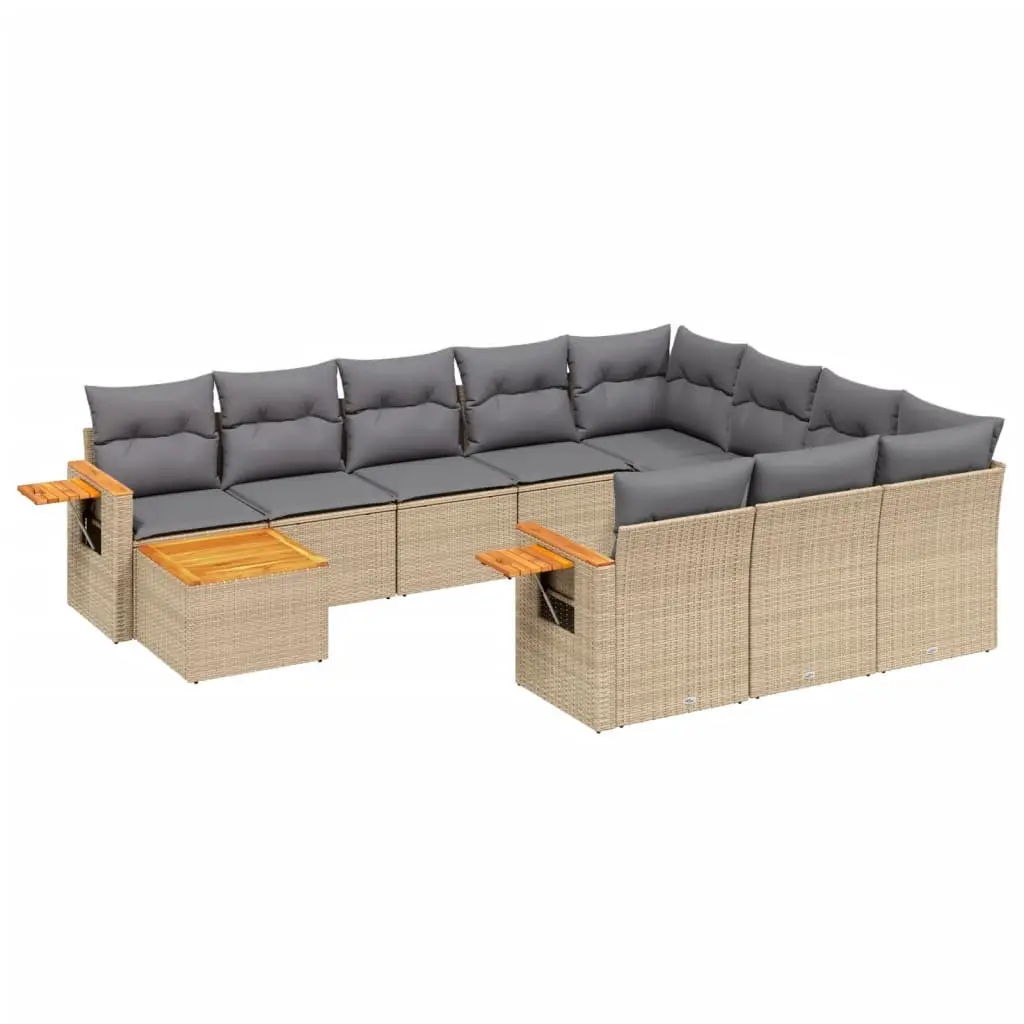 Outdoor Garden Sofa Set Modular 11 Piece Beige Poly Rattan