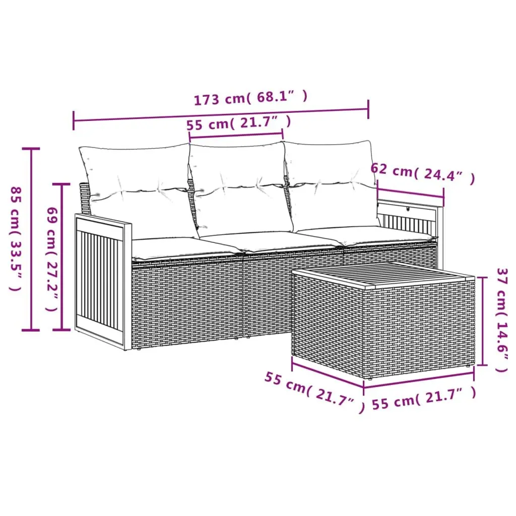 4 Piece Modular Garden Sofa Set