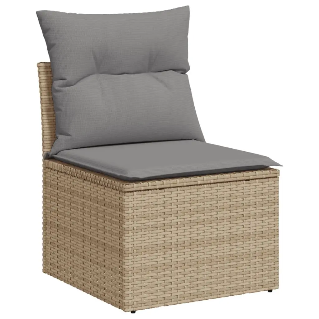5 Piece Garden Sofa Set Outdoor Furniture Patio Beige Cushions Poly Rattan